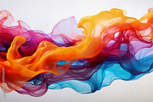 Colorful abstract wallpaper with white background, liquid multicolored abstract wave flow. Generative AI