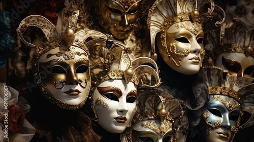 Modern Venetian masks. Generative AI