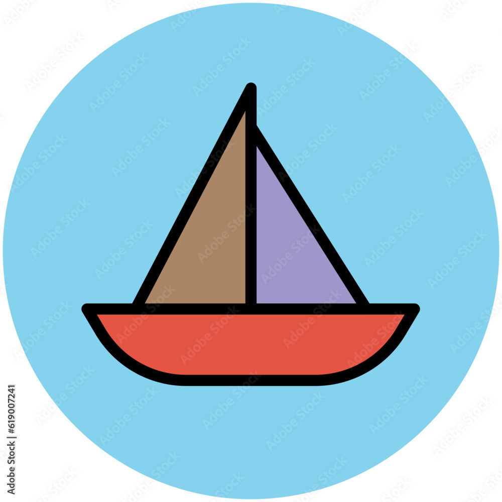 Water transport, flat icon of boat Water transport, flat icon of boat