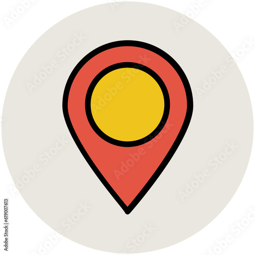 Easy to use flat rounded icon of location pin, concept of navigate the location 