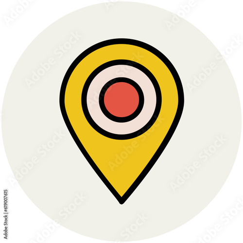 Easy to use flat rounded icon of location pin, concept of navigate the location 