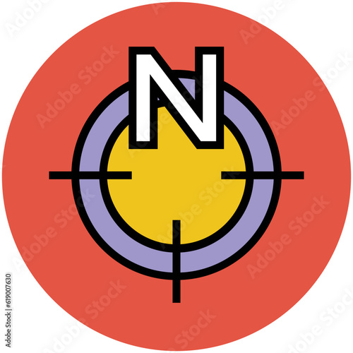 Easy to use flat rounded icon of location pin, concept of navigate the location 