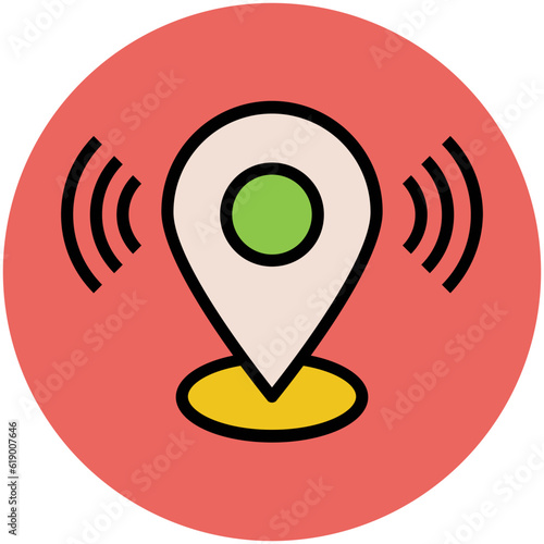 Easy to use flat rounded icon of location pin, concept of navigate the location 