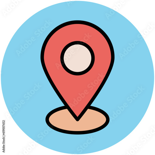 Easy to use flat rounded icon of location pin, concept of navigate the location 