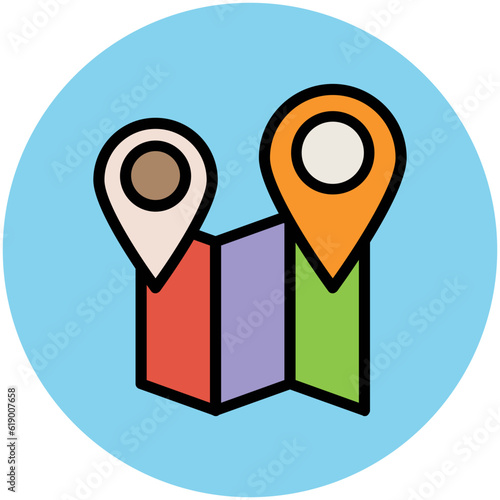 Easy to use flat rounded icon of location pin, concept of navigate the location 