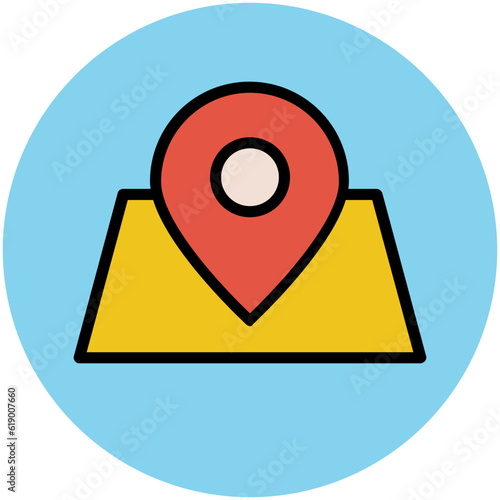 Easy to use flat rounded icon of location pin, concept of navigate the location 