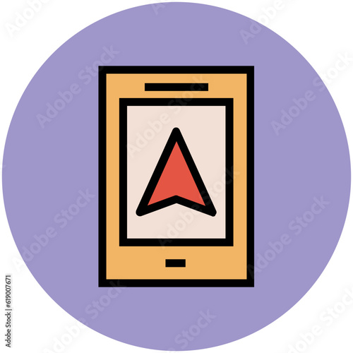 Easy to use flat rounded icon of location pin, concept of navigate the location 