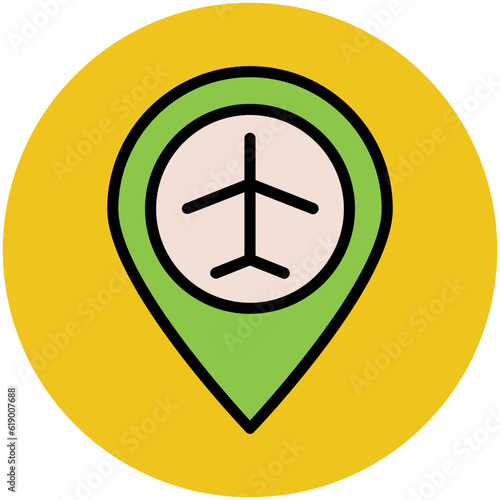 Easy to use flat rounded icon of location pin, concept of navigate the location 