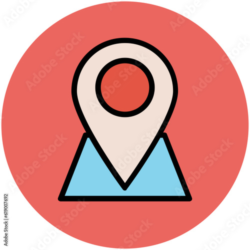 Easy to use flat rounded icon of location pin, concept of navigate the location 