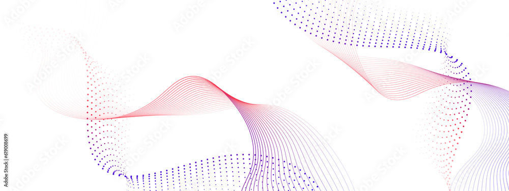 Fototapeta premium Abstract flowing lines wave. Digital future technology concept.
