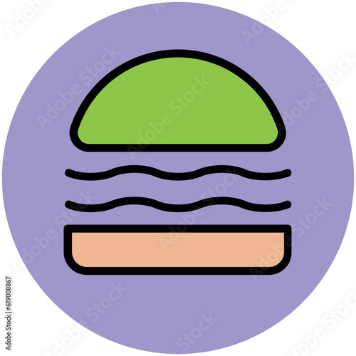 Free Download Burger flat circular icon, junk food  - GFXLoad