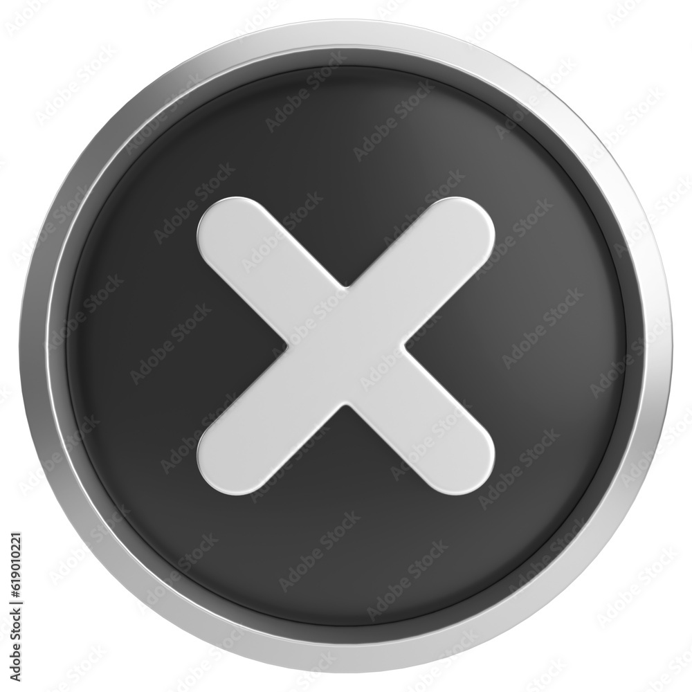 3D close button. Cross sign. 3D illustration. 3D close button. Cross sign. 3D illustration.
