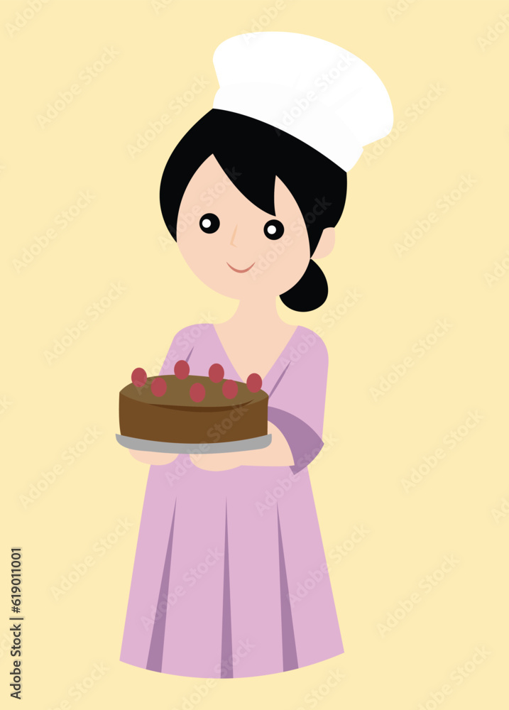 girl with cake vector or clipart girl with cake vector or clipart