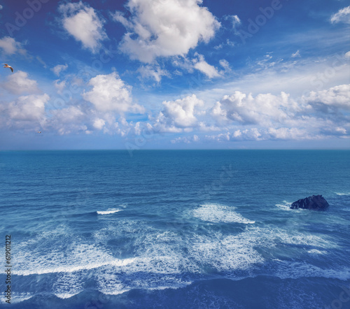 Seascape on a sunny day. View from above