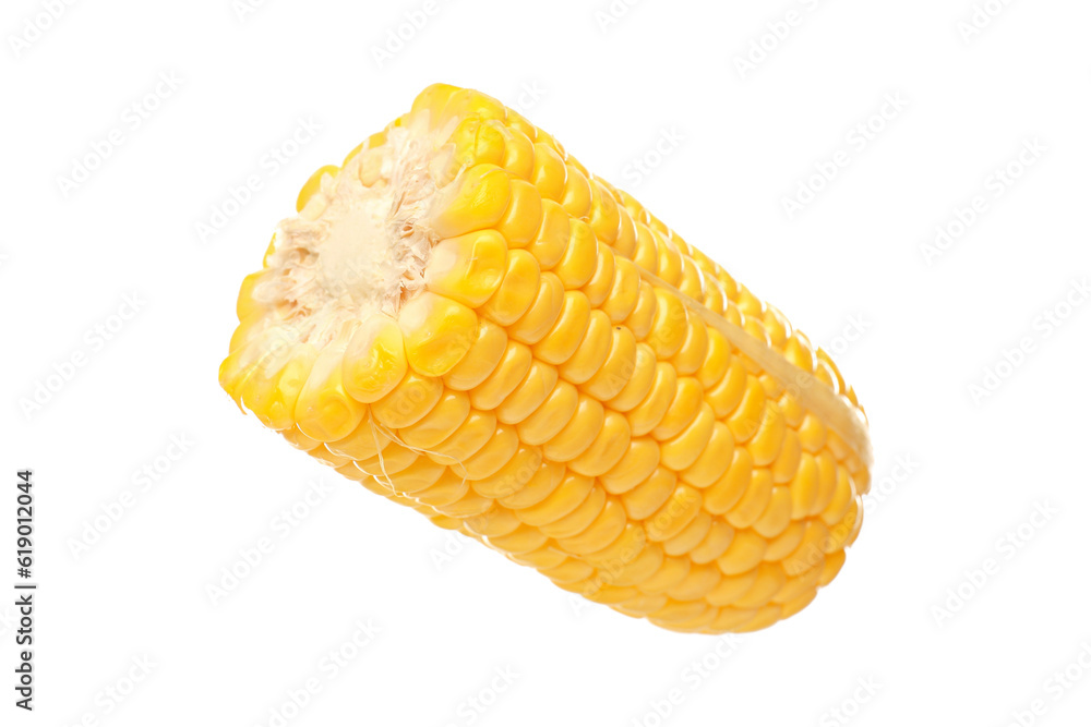 Cut fresh corn cob on white background Cut fresh corn cob on white background