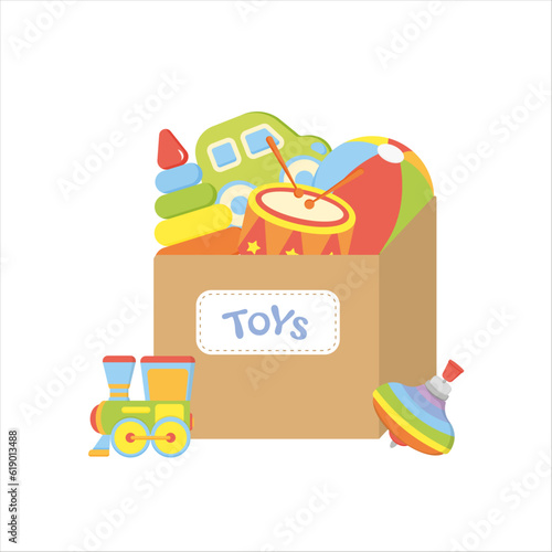 cartoon flat brown toy box for kids
