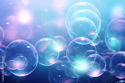 Ethereal scene with softly glowing blue and purple circles floating in a serene background