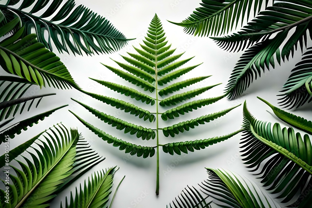 single fresh fern green leaf,