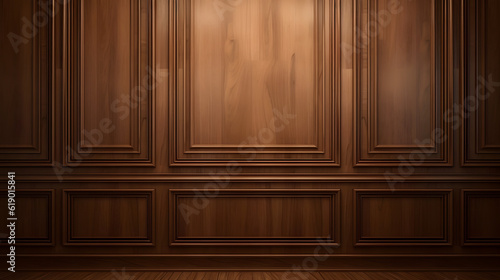 Luxury wood paneling background or texture. highly crafted classic / traditional wood paneling, with a frame pattern, often seen in courtrooms, premium hotels, and law offices.