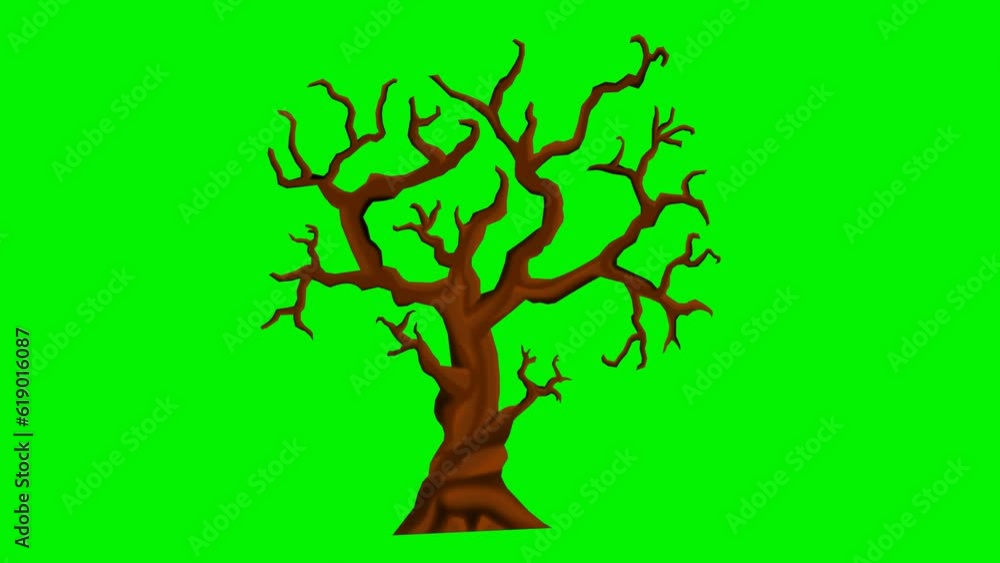 Halloween tree moving to the left and right animation on green screen background. Scary tree animation Halloween tree moving to the left and right animation on green screen background. Scary tree animation