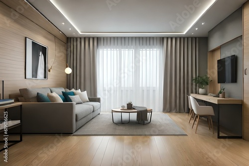 Modern living room interior   generative by Al technology © Usama