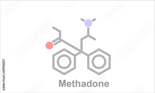 Simplified formula icon of methadone. Used for the treatment of opioid disorder. photo