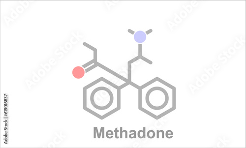 Simplified formula icon of methadone. Used for the treatment of opioid disorder.