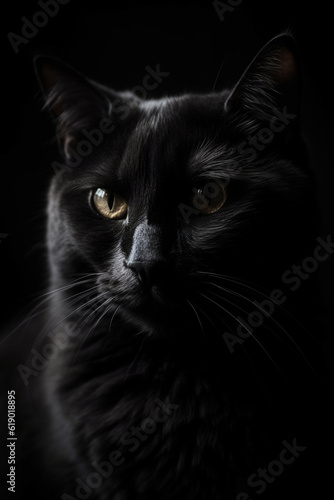 black cat portrait created using Generative AI 