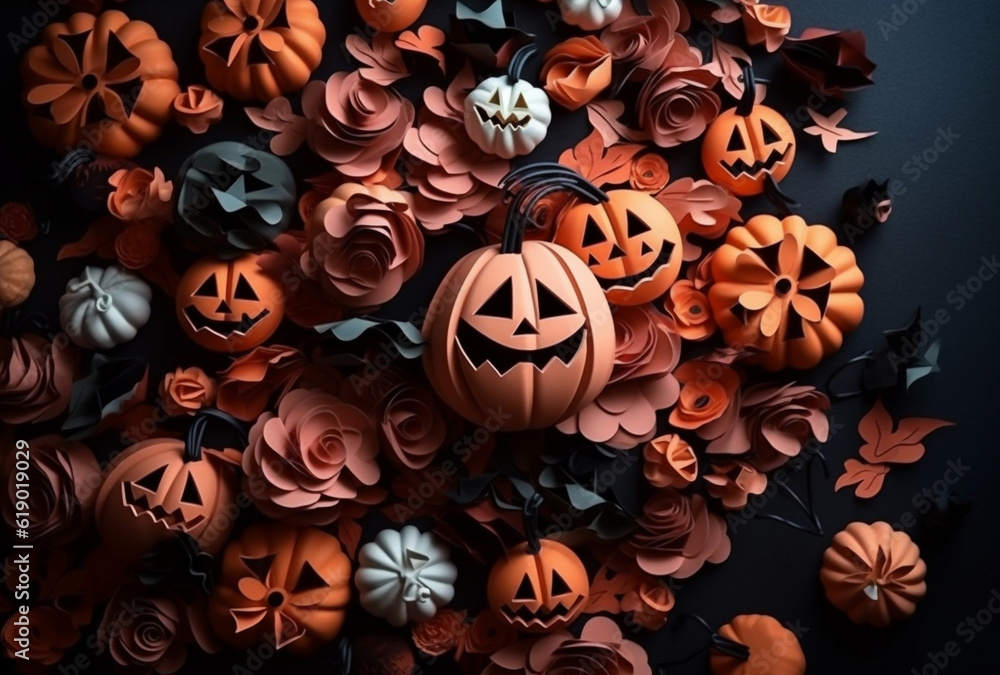 Fototapeta premium halloween pumpkin background created using Generative AI