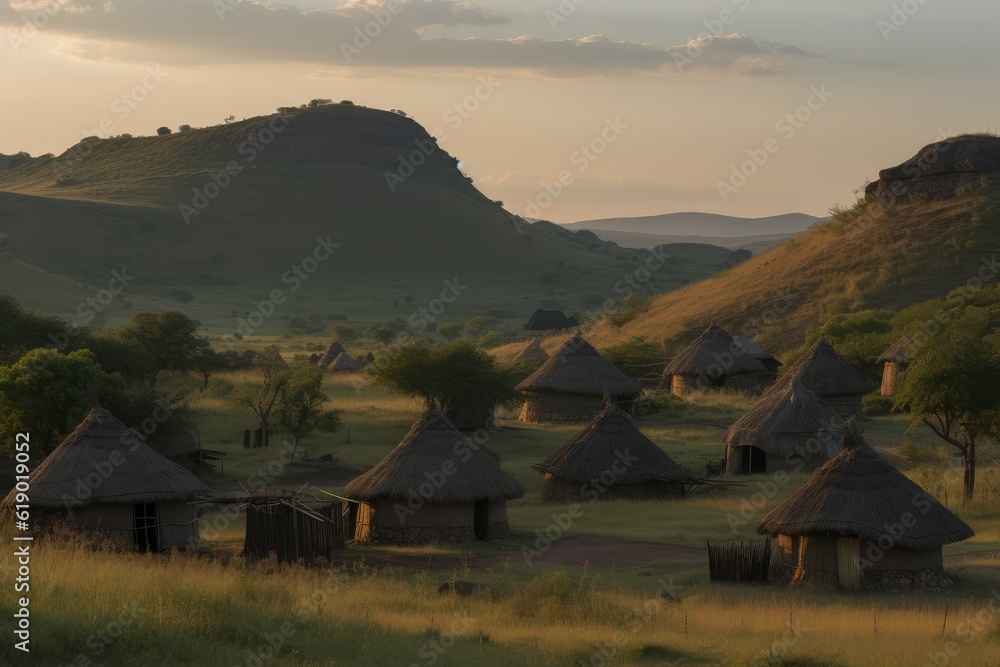 Village africa hill. Generate Ai