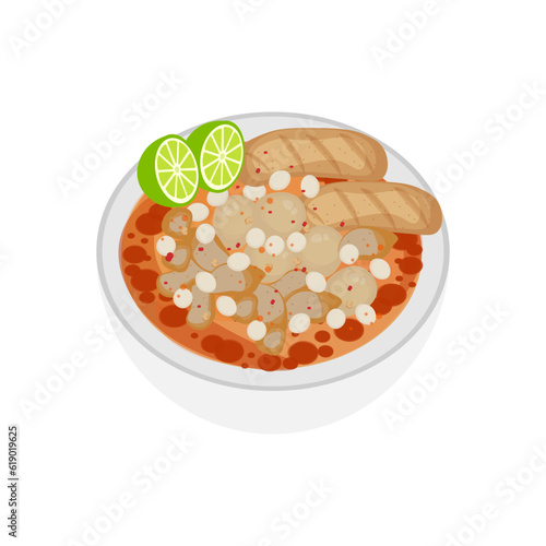 Logo Illustration of Baso Aci or Bakso Aci with Savory Spicy Gravy