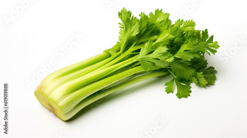 Crisp and Fresh: Celery Stalks Isolated on White Background. Generative AI
