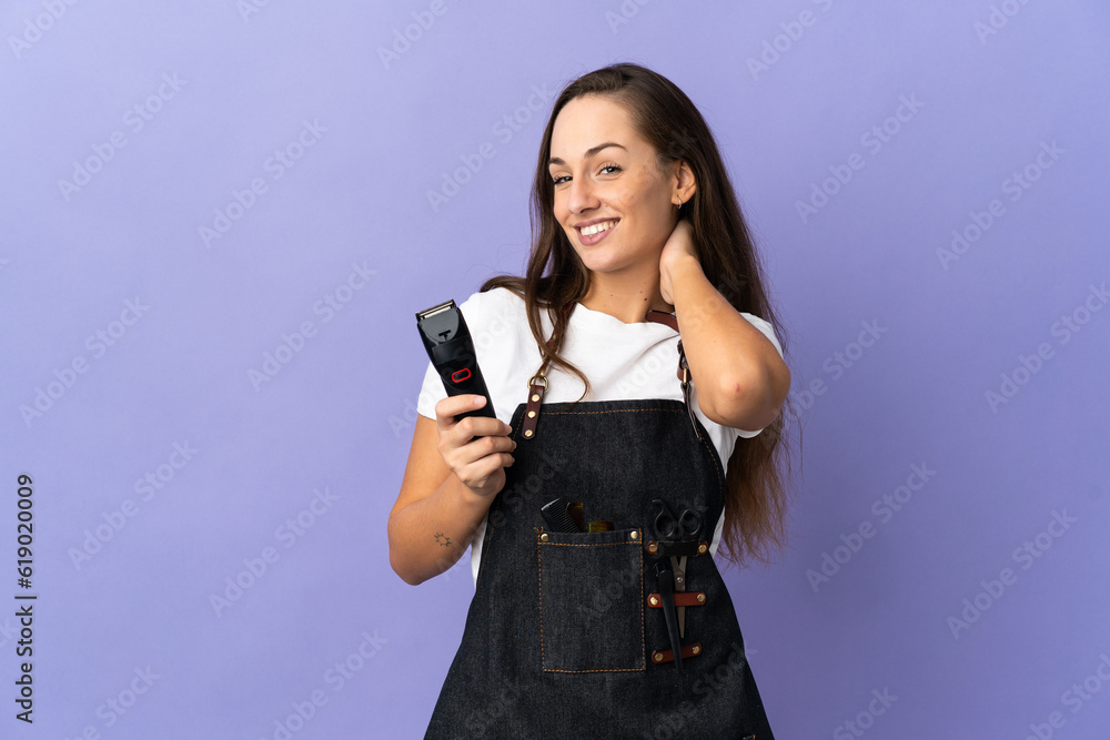 Young hairdresser woman over isolated background laughing Young hairdresser woman over isolated background laughing