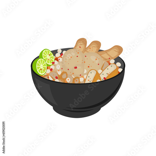 Logo Illustration of Baso Aci or Bakso Aci Indonesian Food