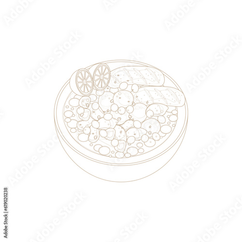 Bakso Aci or Baso Aci Line Art Illustration Logo