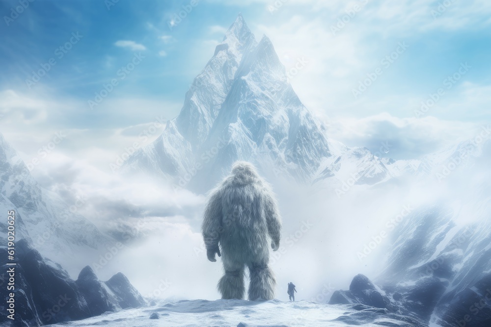 Fotografie Yeti mountains monster. Generate Ai