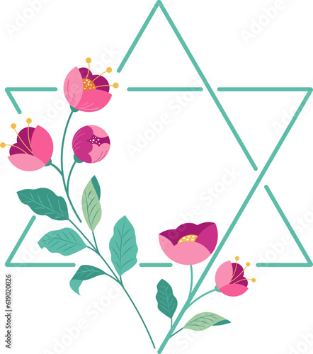 Floral Star of David Frame