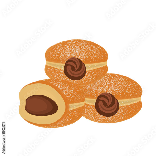 Bombolone Chocolate filled Donut Realistic Illustration Logo photo