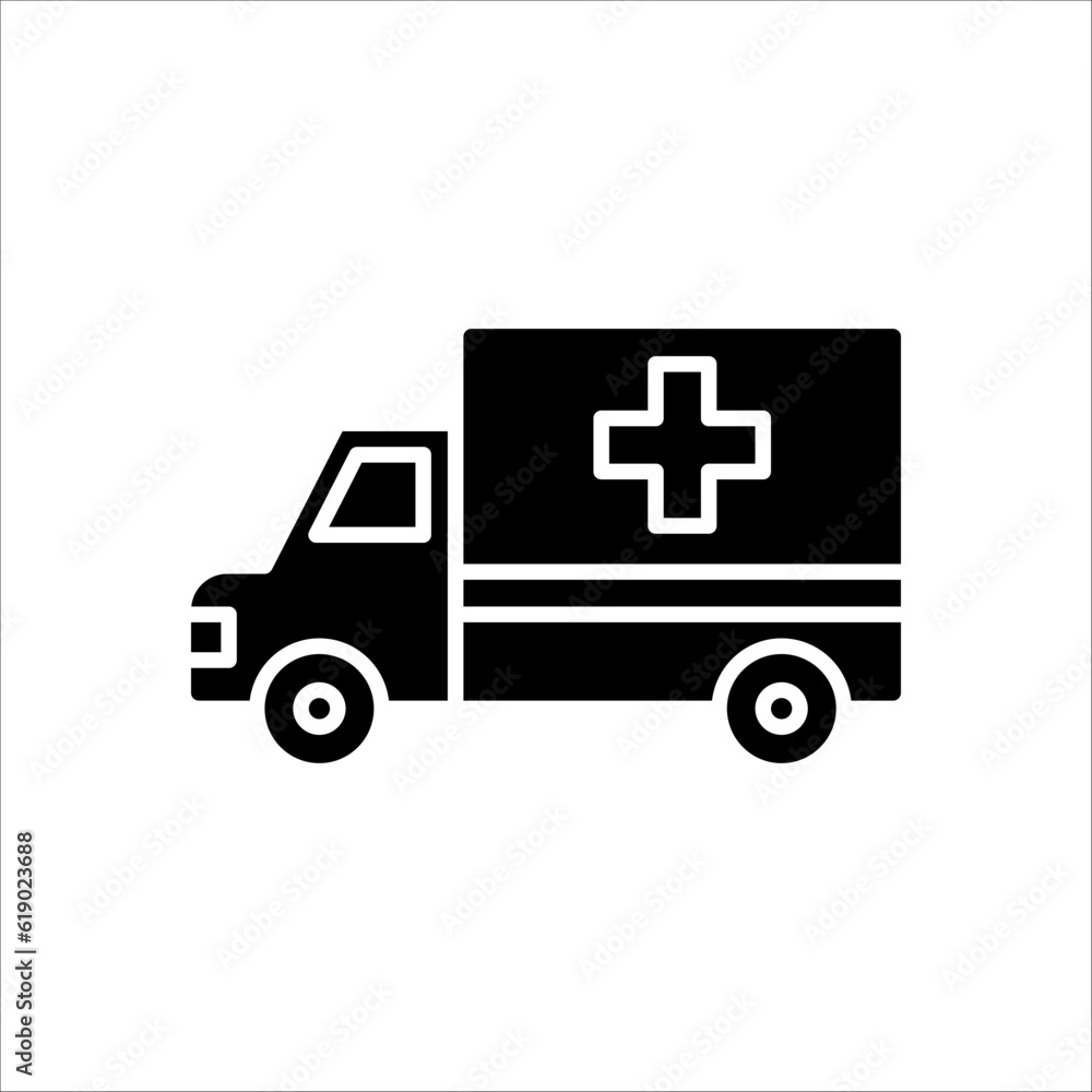 Ambulance icon vector. ambulance truck icon vector. ambulance car on white background Ambulance icon vector. ambulance truck icon vector. ambulance car on white background