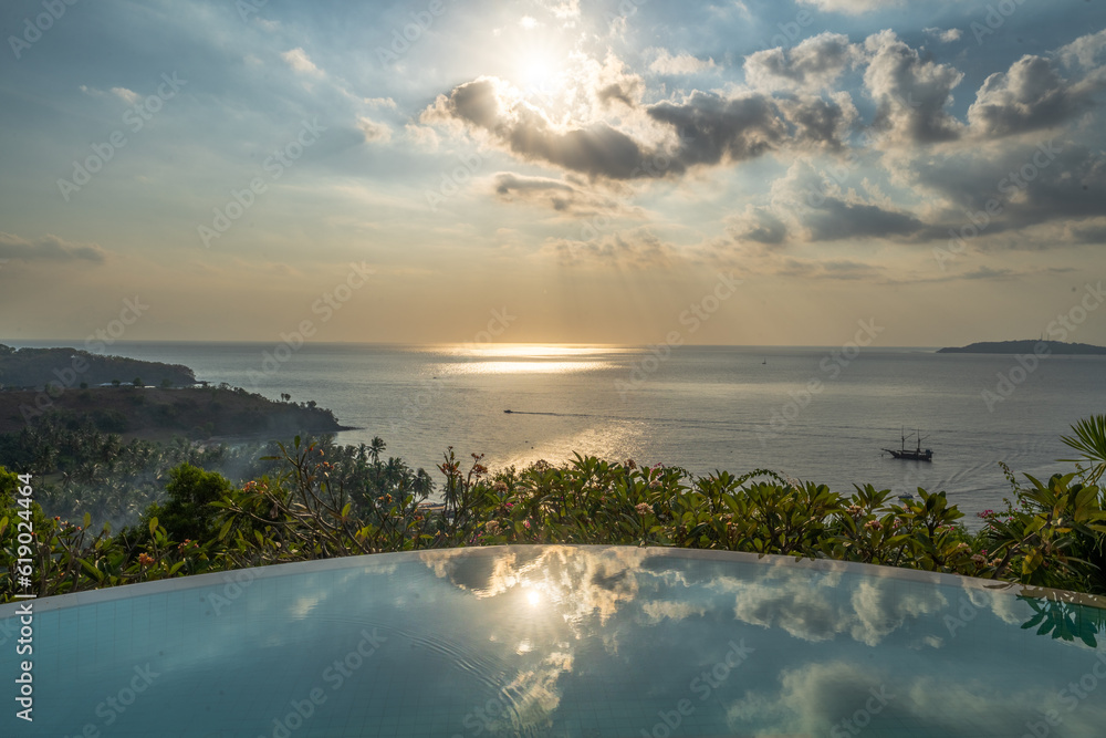 Infinity pool at luxury hotel in Bali, Indonesia 