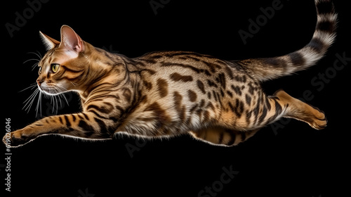 Prepare to be amazed by the sheer elegance and agility of the Bengal cat as it leaps gracefully through the air!