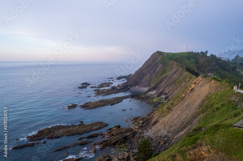 Aerial view of Monte Corberu in Ribadesella on north Spain photo