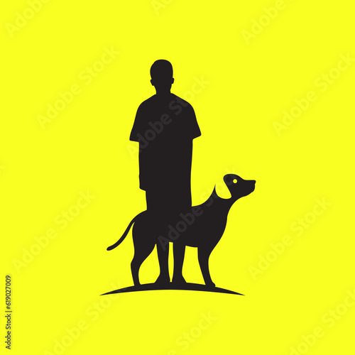 young man and dog friends pets minimal simple mascot logo vector icon illustration