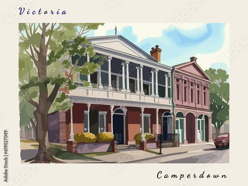 Camperdown: Postcard design with a scene in Australia and the city name Camperdown photo