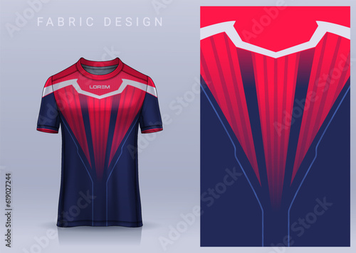 Fabric textile design for Sport t-shirt, Soccer jersey mockup for football club. uniform front view.
