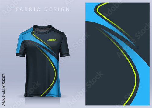 Fabric textile design for Sport t-shirt, Soccer jersey mockup for football club. uniform front view.
