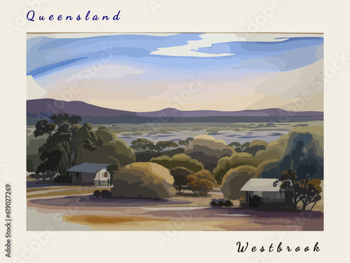 Westbrook: Postcard design with a scene in Australia and the city name Westbrook photo