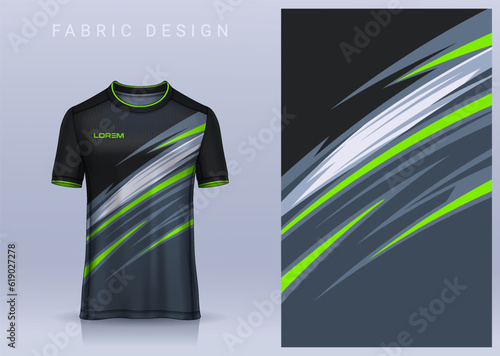 Fabric textile design for Sport t-shirt, Soccer jersey mockup for football club. uniform front view. photo