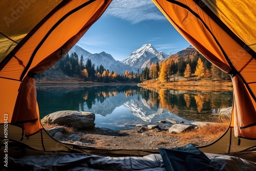 View from the tent to a beatifull alpine lake  © CodrinAlexandru
