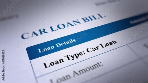 Animated Car Loan Bill, Fictitious Data Created Exclusively for This Concept Footage
